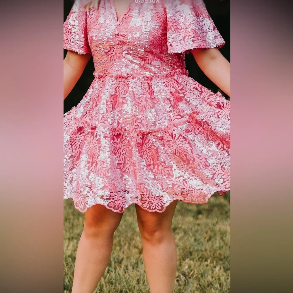 Pink Sequin Mini Dress - Picture 11 of 16